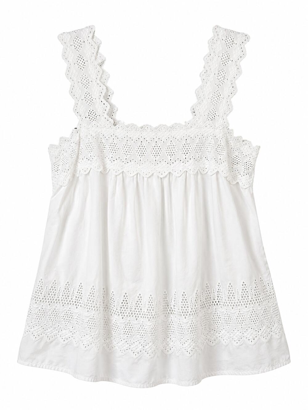 Old Navy White Eyelet Lace Sleeveless Babydoll Tank Top 100% Cotton Medium M